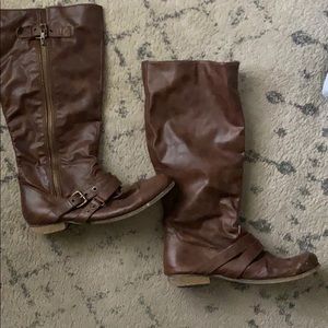 Brown leather boots